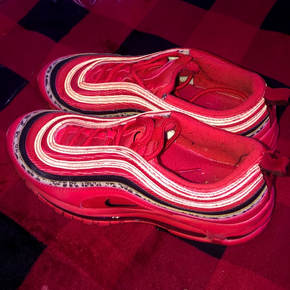 Nike Red, Leopard and Black AirMax Athletic Shoes